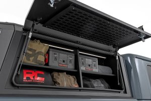 Jeep Gladiator JT Bed Cap Side Shelf Storage Bin - Passenger Side - Rough Country - Powder-Coated, Integrated LED Lighting - '20-'25